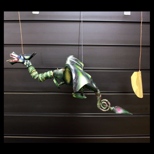 Green Coconut Dragon Mobile - Handcrafted Bohemian Decoration for Kids Room (37cm)