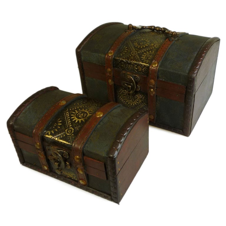 Metal Embossed Colonial Box Set (2 Pieces) - Antique Style