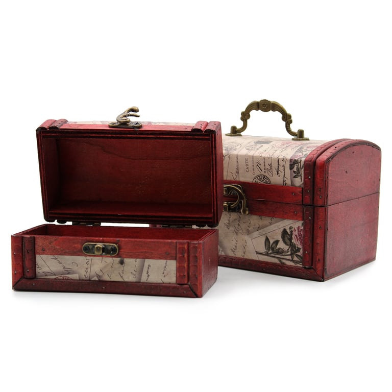 Rose Design Colonial Boxes - Antique Style Decorative Storage Sets of 2