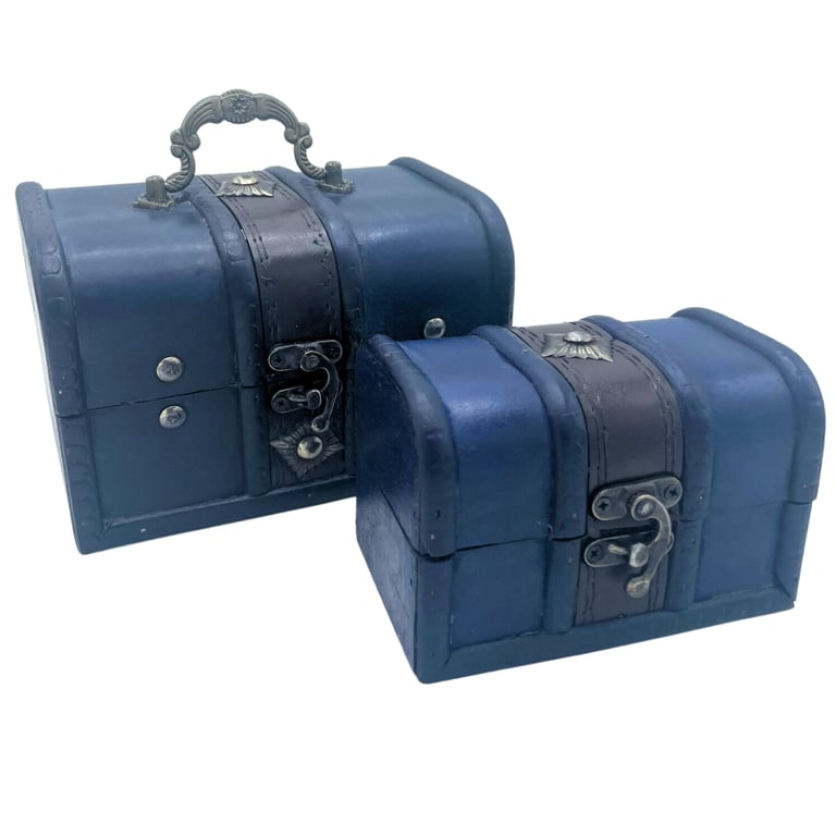 Teal Treasure Chest Set of 2 - Decorative Storage Solutions
