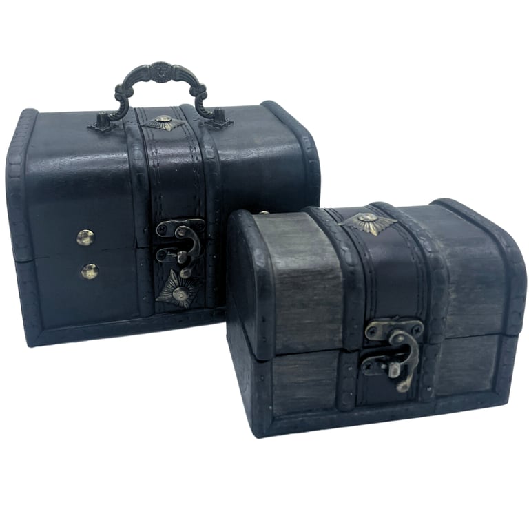 Grey Treasure Chest Set of 2 - Decorative Bedroom Storage Chest