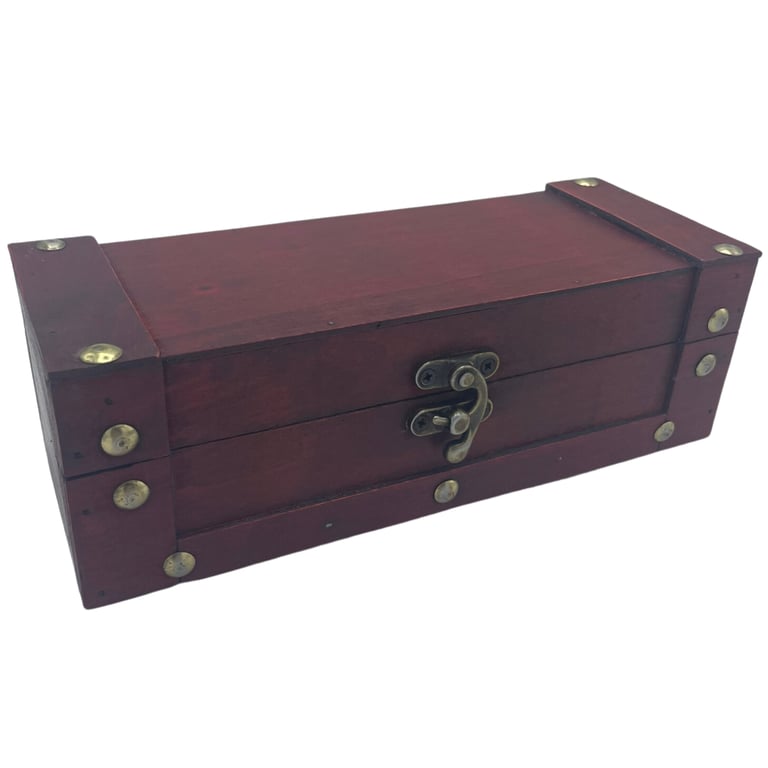 Long Tan Wood Tea Chest - Decorative Home Storage Solution
