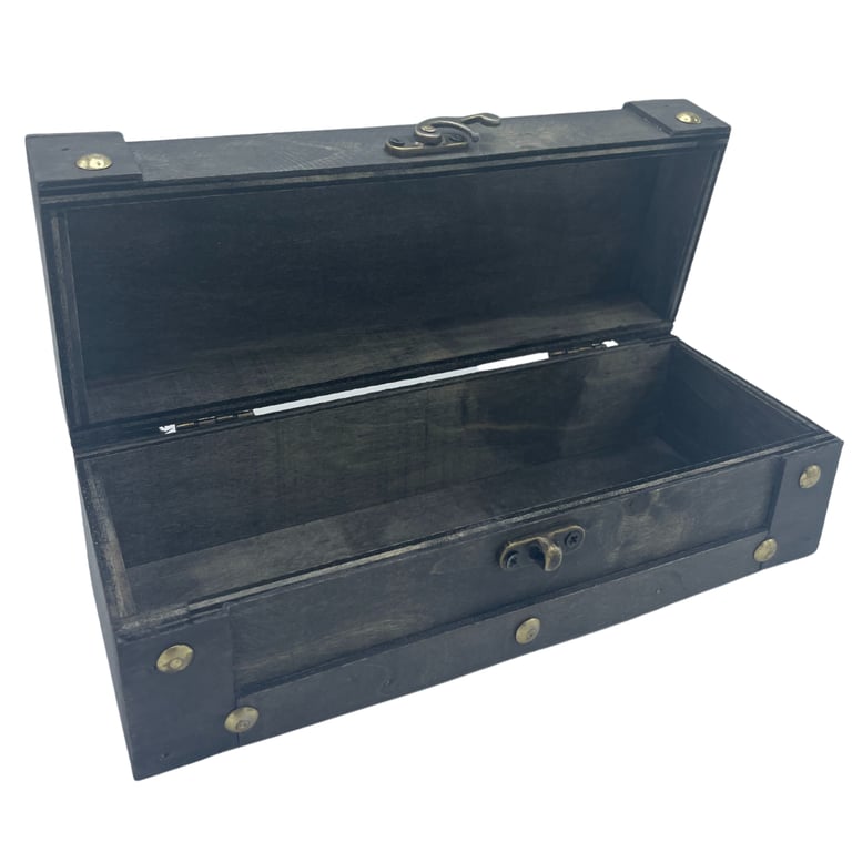 Long Grey Wooden Tea Chest - Large Vintage Storage Solution
