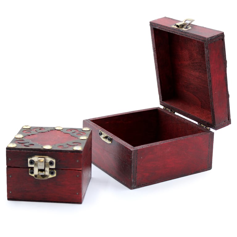 Gothic Square Boxes - Set of 2 Vintage Black Decorative Storage Treasure Box Set