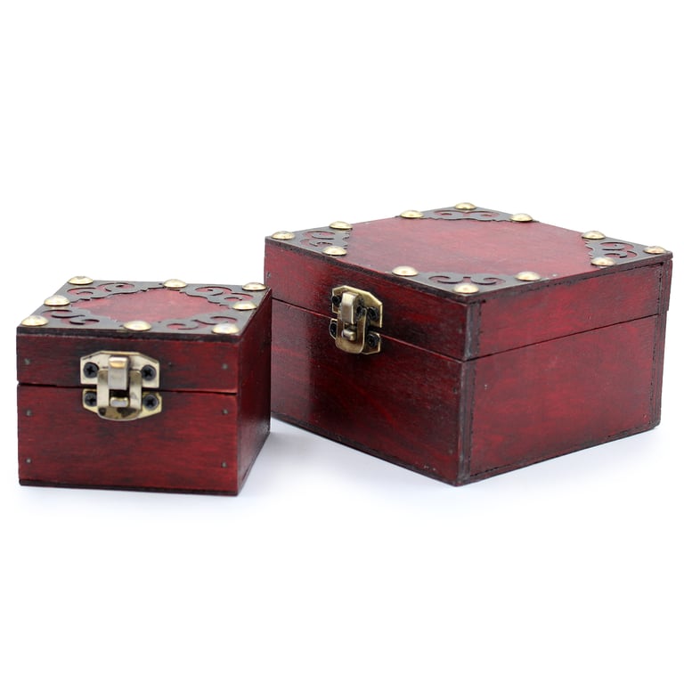 Gothic Square Boxes - Set of 2 Vintage Black Decorative Storage Treasure Box Set