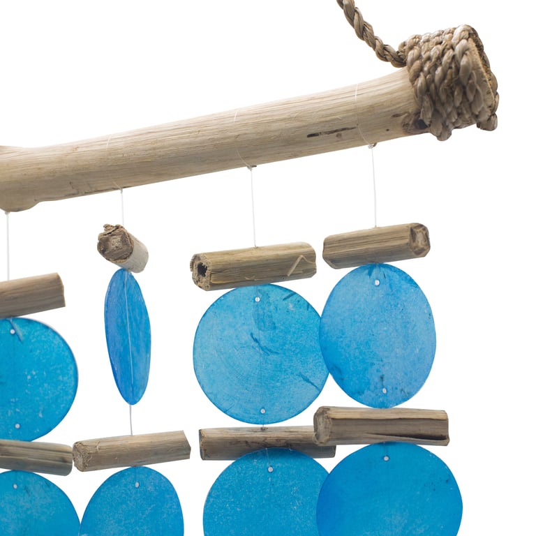 Blue Driftwood Ocean Chime - Handcrafted Wind Chime for Outdoor Beach Decor