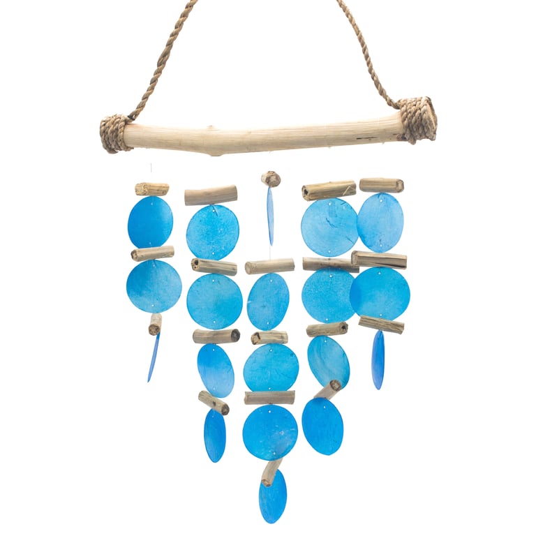 Blue Driftwood Ocean Chime - Handcrafted Wind Chime for Outdoor Beach Decor