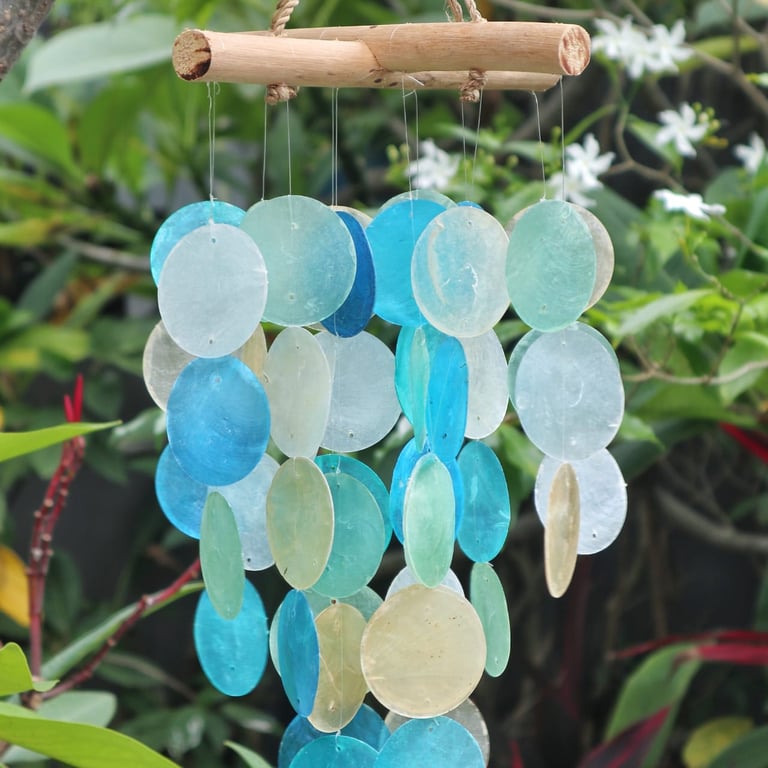 Driftwood Cross Chime (Blue & Pearl) - Decorative Sound Accessory