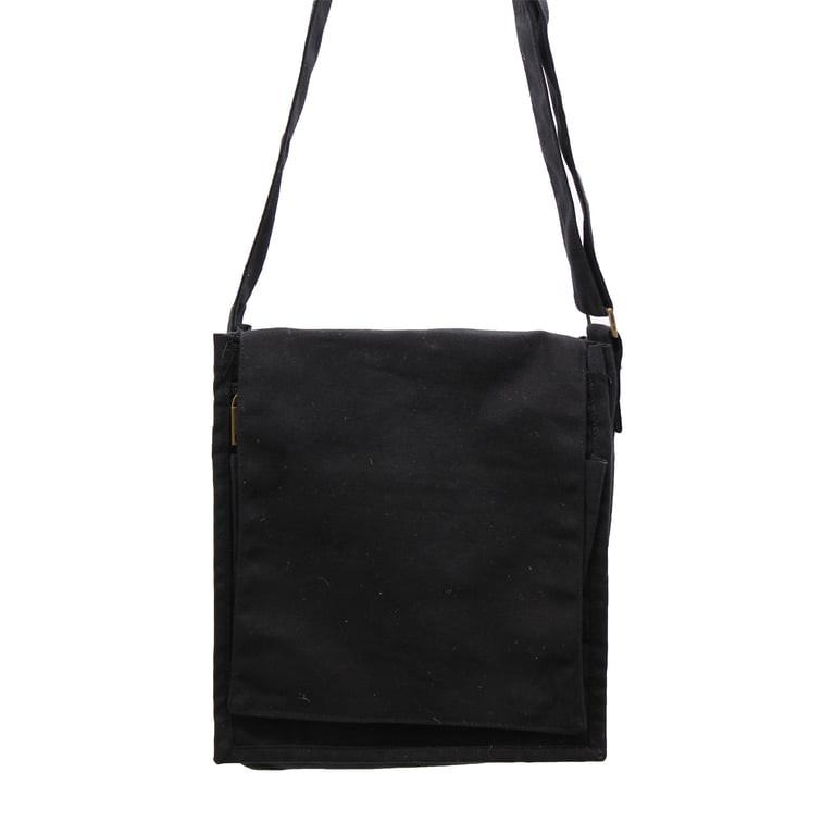 Cotton Canvas Messenger Bag Black - Stylish & Practical
