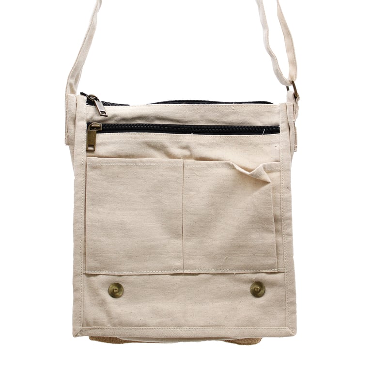 Canvas Messenger Bag (Natural Jute) - Soft Cotton Design