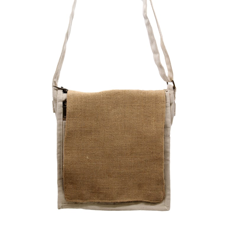 Canvas Messenger Bag (Natural Jute) - Soft Cotton Design