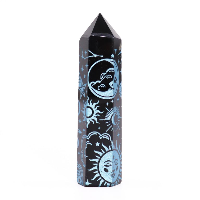 Black Obsidian Points - Mystic Story, Sky Blue Mystical Energy