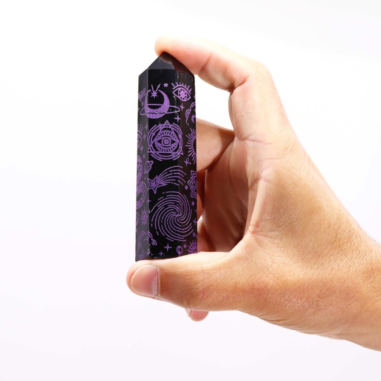 Black Obsidian Point - Deep Purple Metaphysical Stone for Healing and Balance