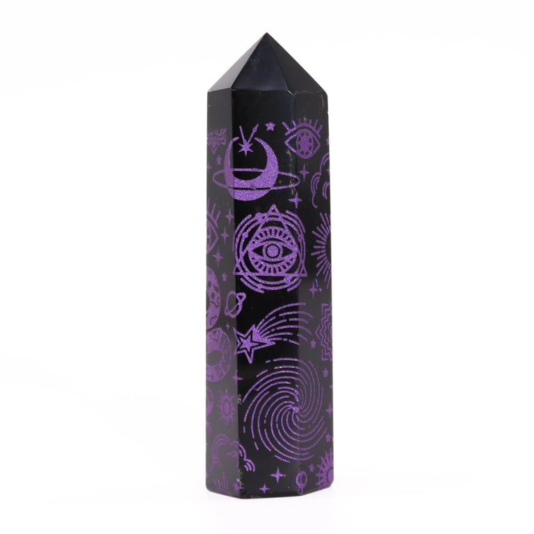 Black Obsidian Point - Deep Purple Metaphysical Stone for Healing and Balance
