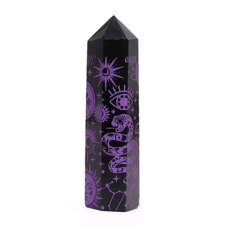Black Obsidian Point - Deep Purple Metaphysical Stone for Healing and Balance