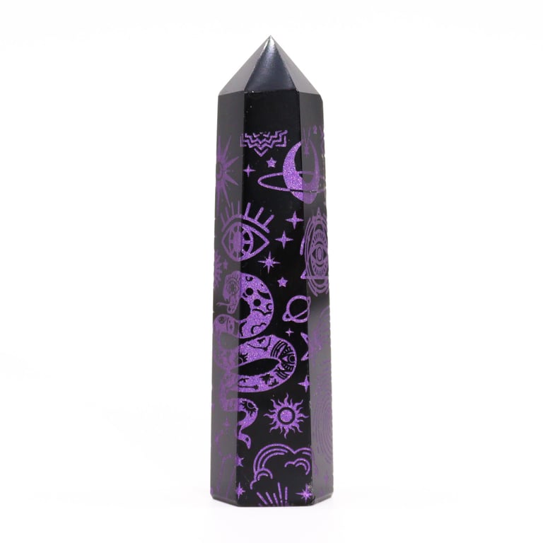 Black Obsidian Point - Deep Purple Metaphysical Stone for Healing and Balance
