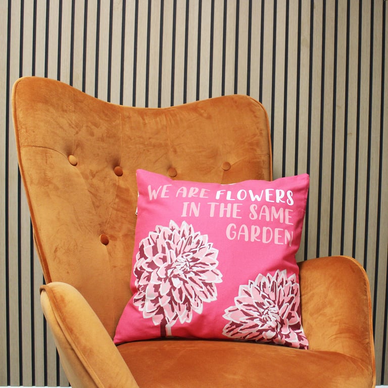 Cotton Cushion Cover - Floral Design - We Are Flowers (Olive, Pink & Natural)
