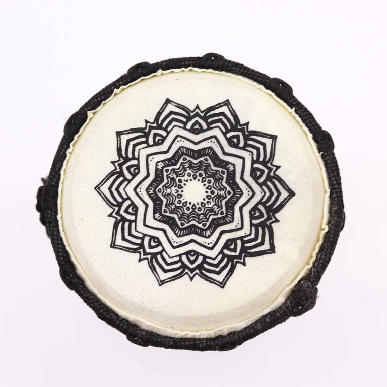 Mandala Wide Top Djembe Drum - 15cm Hand Percussion Instrument for World Music