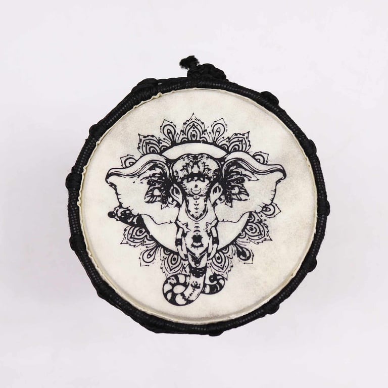 Elephant Wide Top Djembe Drum - 20cm African Handmade Drumming Instrument