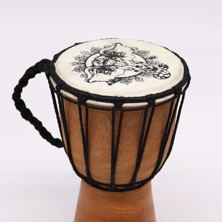 Elephant Wide Top Djembe Drum - 20cm African Handmade Drumming Instrument