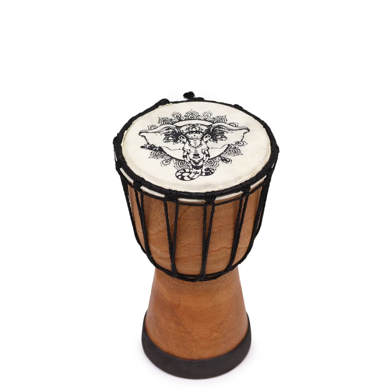 Elephant Wide Top Djembe Drum - 20cm African Handmade Drumming Instrument
