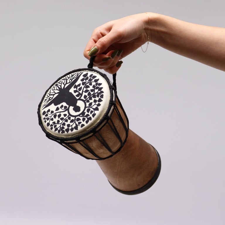 13cm Wide Top Djembe Drum - Buddha Model