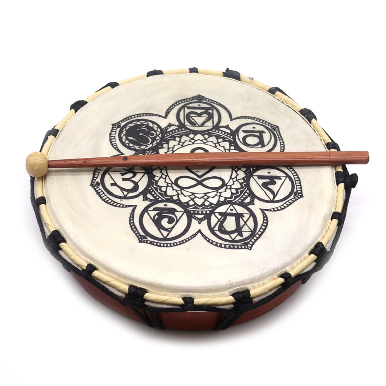 25cm Shamanic Chakra Drum & Sticks - Spiritual Healing Tool