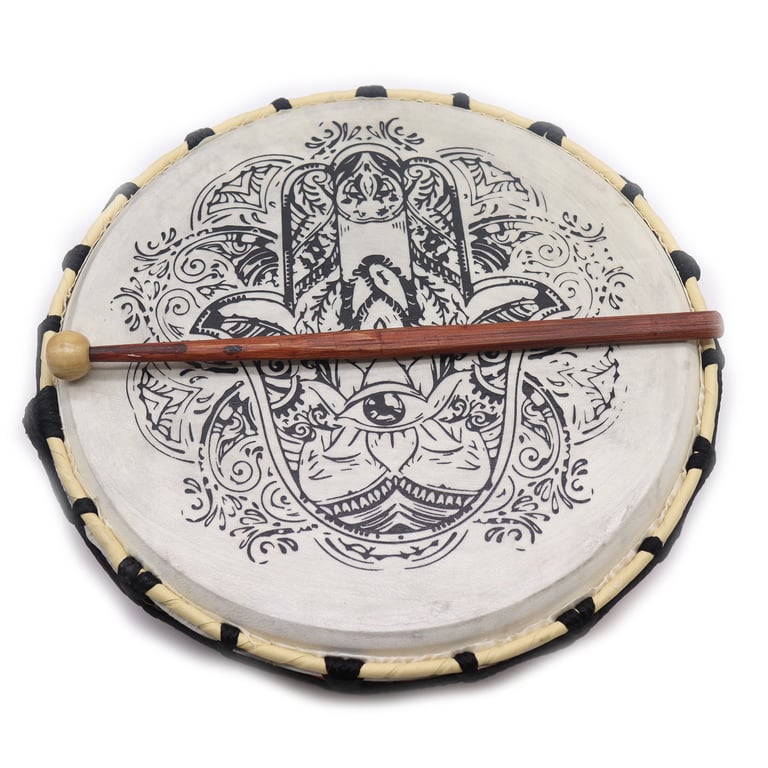 30cm Shamanic Hamsa Drum (2 Sticks) - Spiritual Focus
