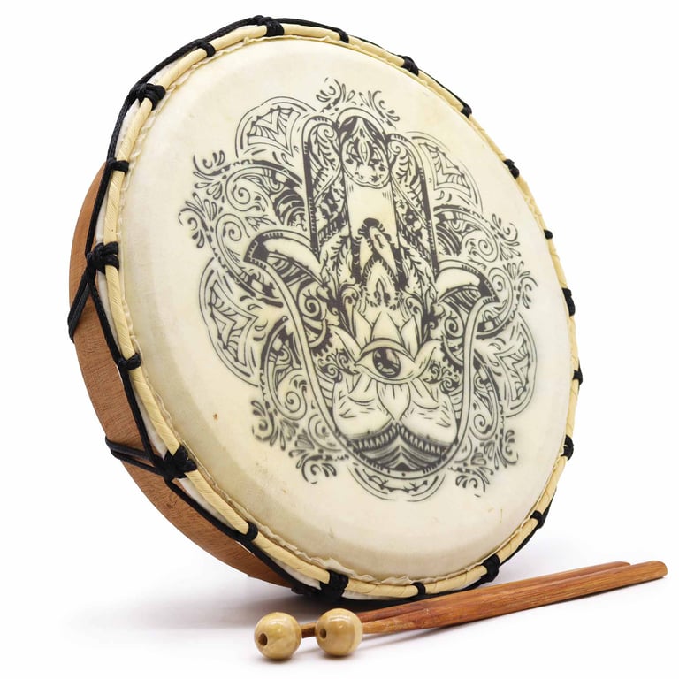 30cm Shamanic Hamsa Drum (2 Sticks) - Spiritual Focus