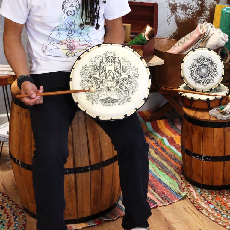 30cm Shamanic Hamsa Drum (2 Sticks) - Spiritual Focus
