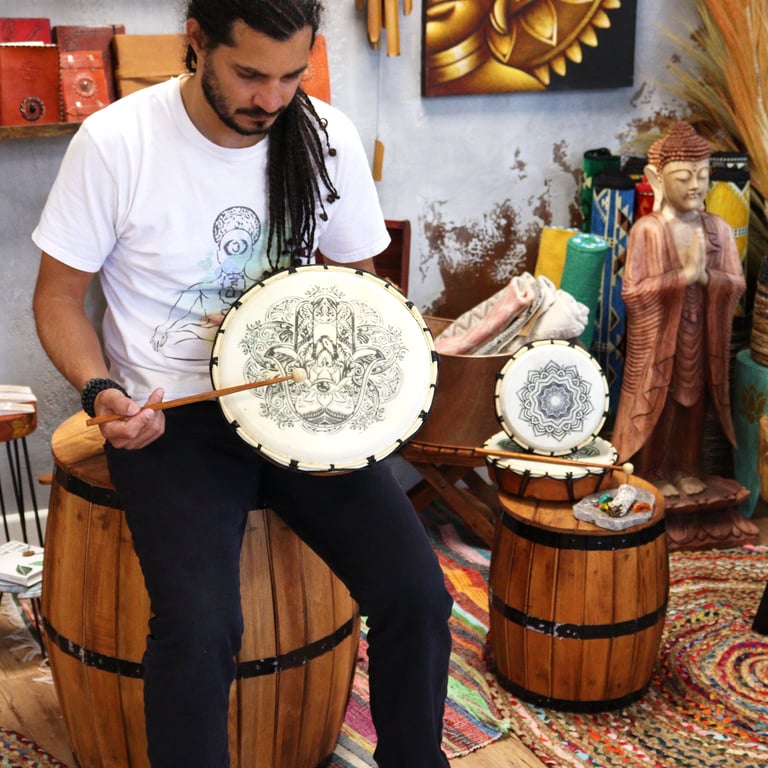 30cm Shamanic Hamsa Drum (2 Sticks) - Spiritual Focus