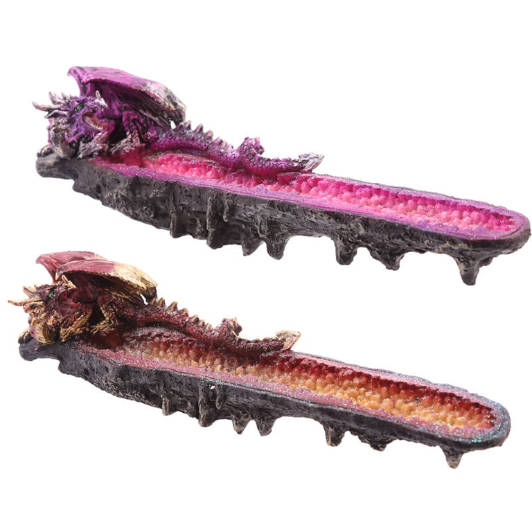 Geode Crystal Dragon Outcrop Incense Ashcatcher - Decorative Geode Crystal Holder with Ash Catcher for Clean Burning Experience