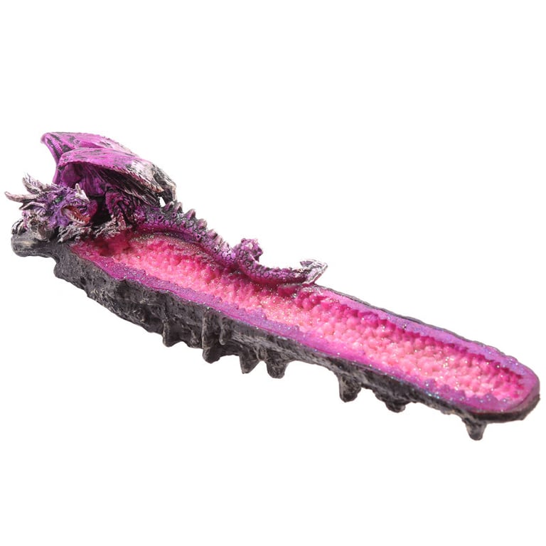 Geode Crystal Dragon Outcrop Incense Ashcatcher - Decorative Geode Crystal Holder with Ash Catcher for Clean Burning Experience