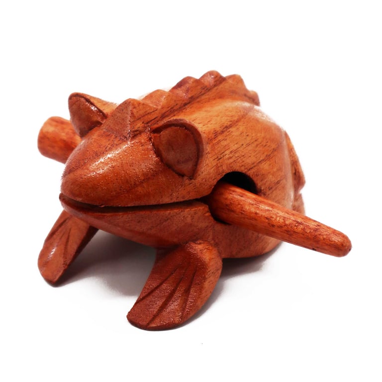 Small Wooden Croaking Frog Decoration and Educational Toy