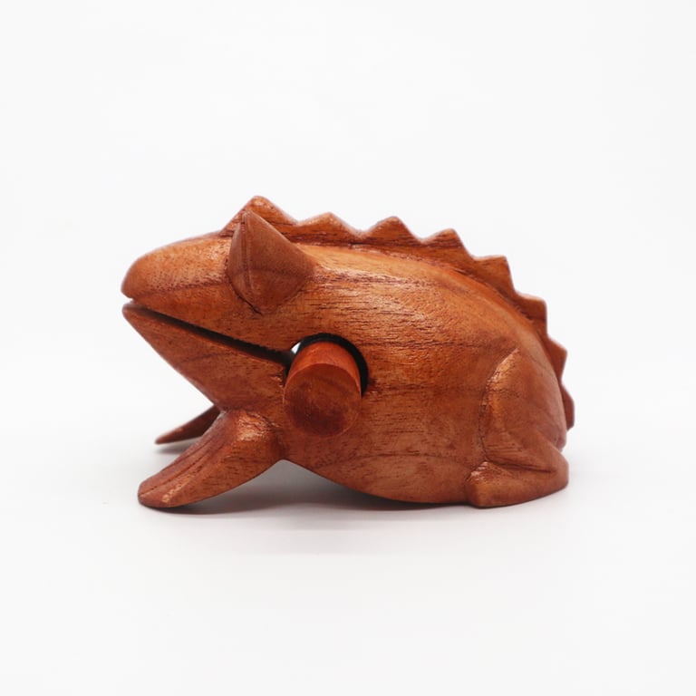 Small Wooden Croaking Frog Decoration and Educational Toy