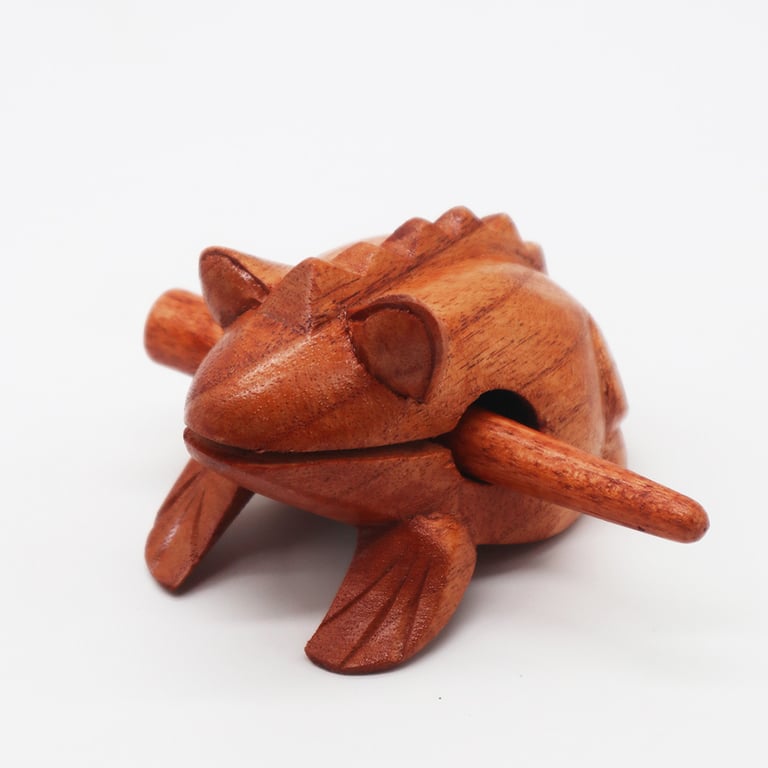 Small Wooden Croaking Frog Decoration and Educational Toy