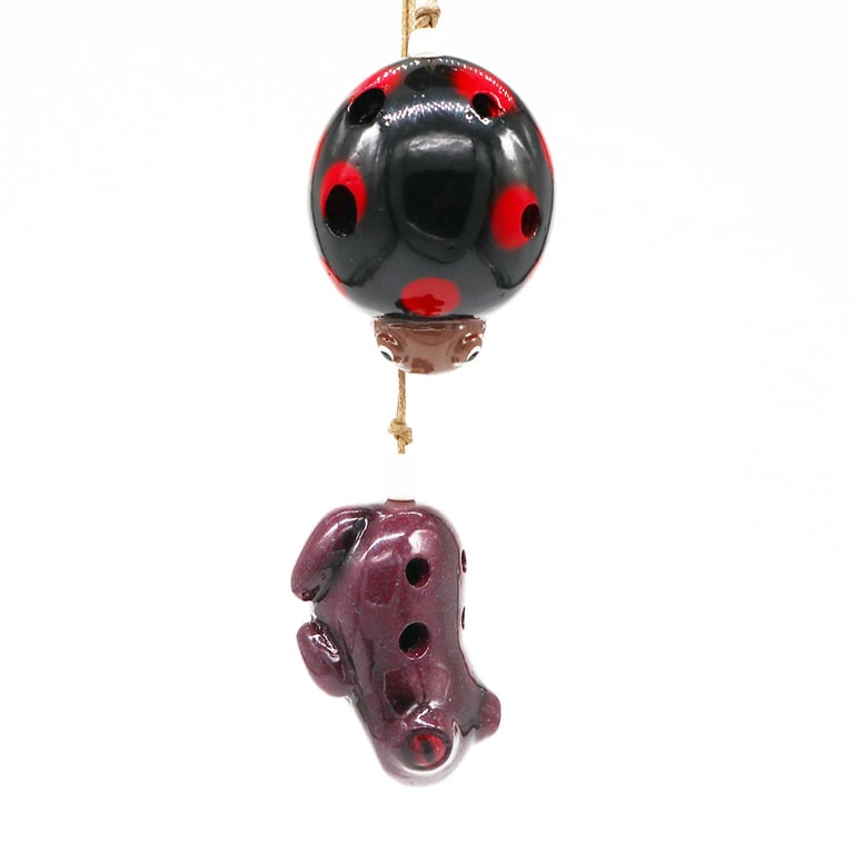 Ladybird Ocarina Musical Instrument - Handcrafted Collectible Animal Flute