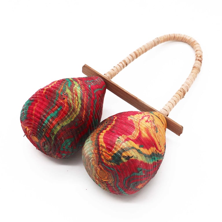 Double Loop Maracas Rattle - Shaker Toy for Kids & Latin Music Instrument