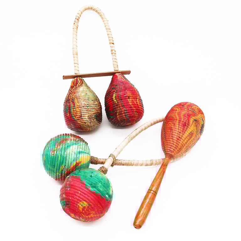 Double Loop Maracas Rattle - Shaker Toy for Kids & Latin Music Instrument