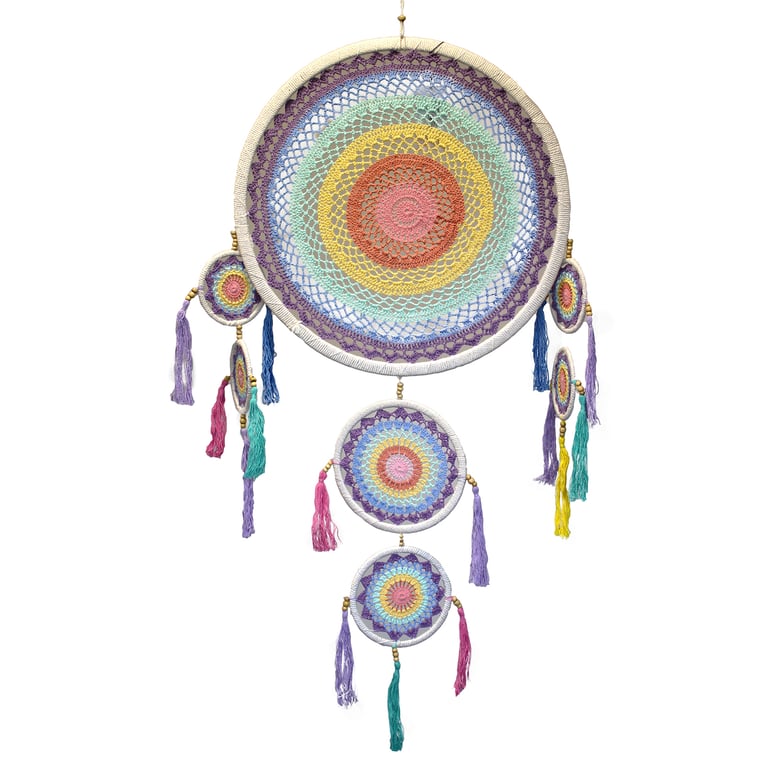 55cm Pastel Rainbow Large Dreamcatcher - Vibrant Decor Accessory