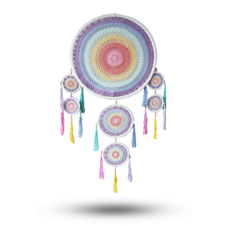 55cm Pastel Rainbow Large Dreamcatcher - Vibrant Decor Accessory