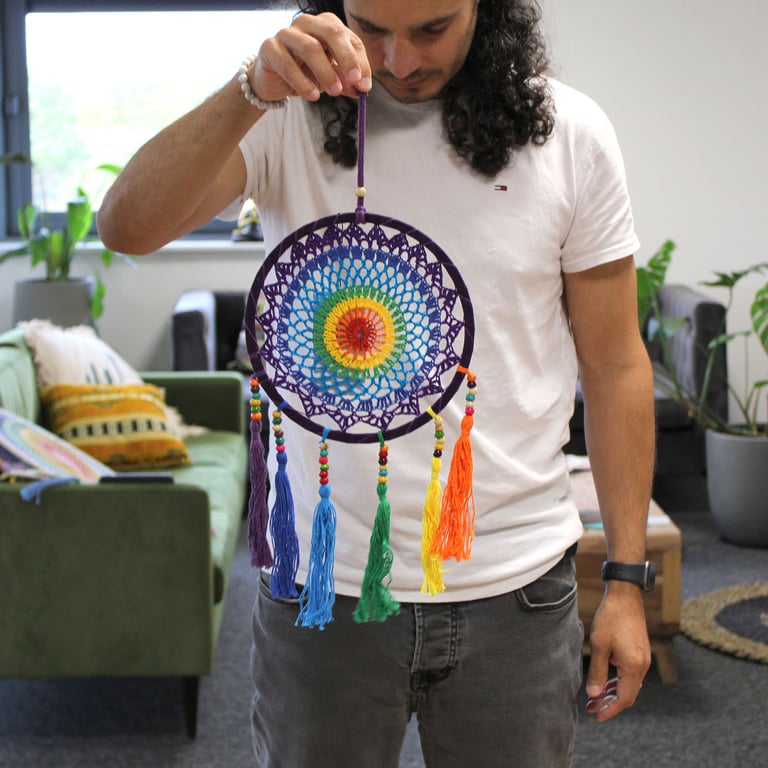 Vivid Rainbow Handmade Small Dreamcatcher (22x56cm) - Boho Chic Home Decor