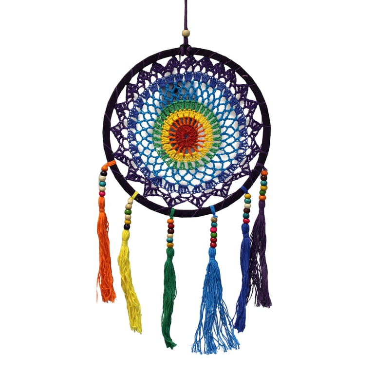 Vivid Rainbow Handmade Small Dreamcatcher (22x56cm) - Boho Chic Home Decor