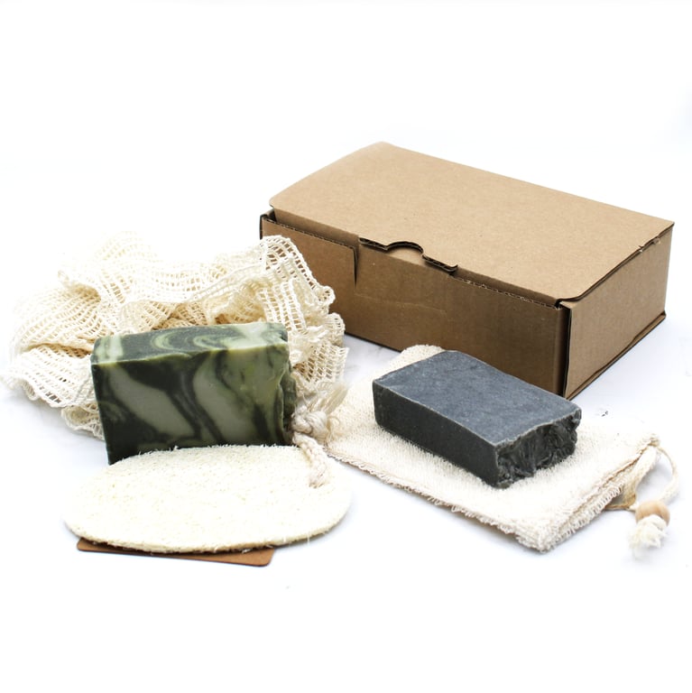 Shower Cleansing Set - Invigorating 3-Piece Kit - Essence of Purity