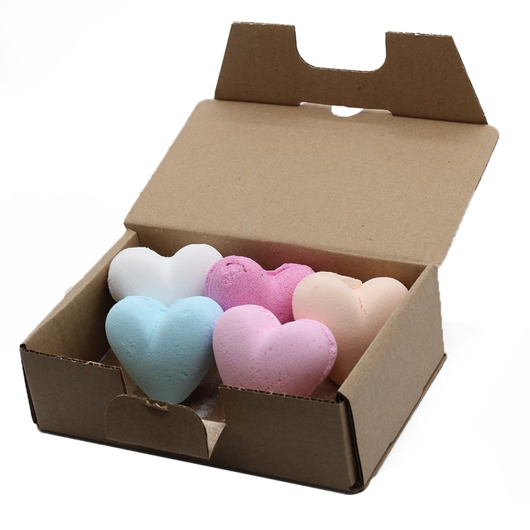 Love Heart Bath Bombs Set - Handmade 70g Mixed Bath Bomb Selection