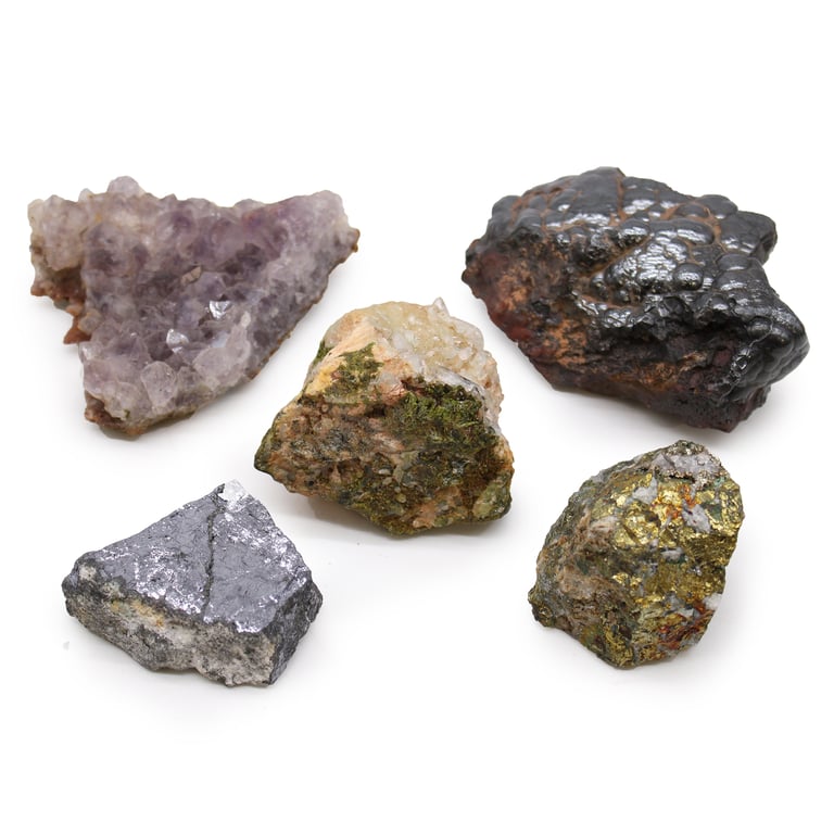 5 Piece Rare Mineral Specimens Mix 2 - Geologist s Choice, Authentic Samples