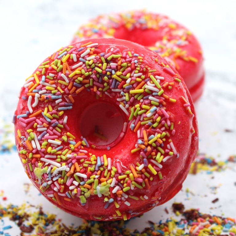 Strawberry & Banana Scented Bath Donuts - Soothing Sensory Fun for Kids at Bath Time