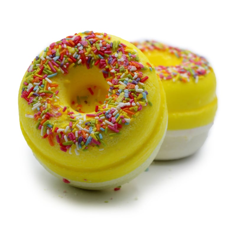 Lemon Meringue Bath Donuts - Citrus Scented Detoxifying Bath Bombs with Meringue Fragrance
