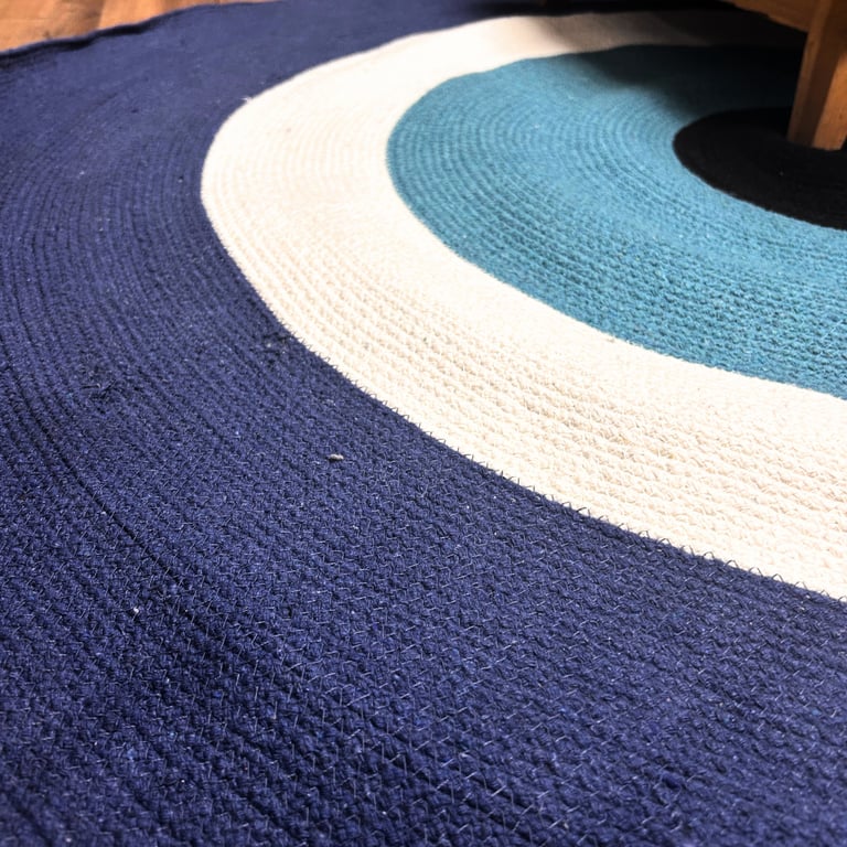 Handwoven Cotton Rope Evil Eye Rug - Bohemian Decor Addition