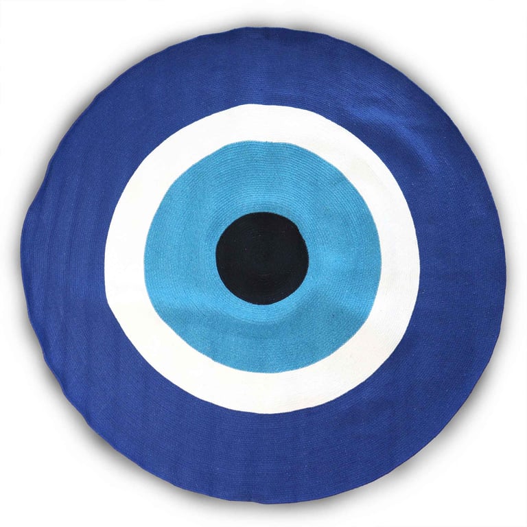 Handwoven Cotton Rope Evil Eye Rug - Bohemian Decor Addition
